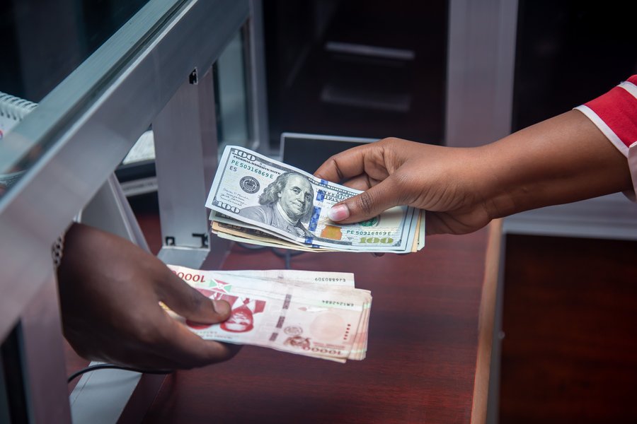 A bank teller counter